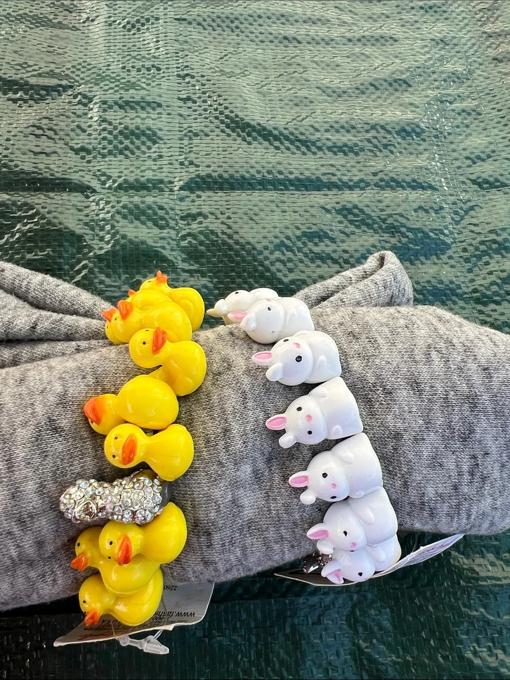 Style Lab Kids Stretch Bracelet Set - Yellow Duck & White Bunny